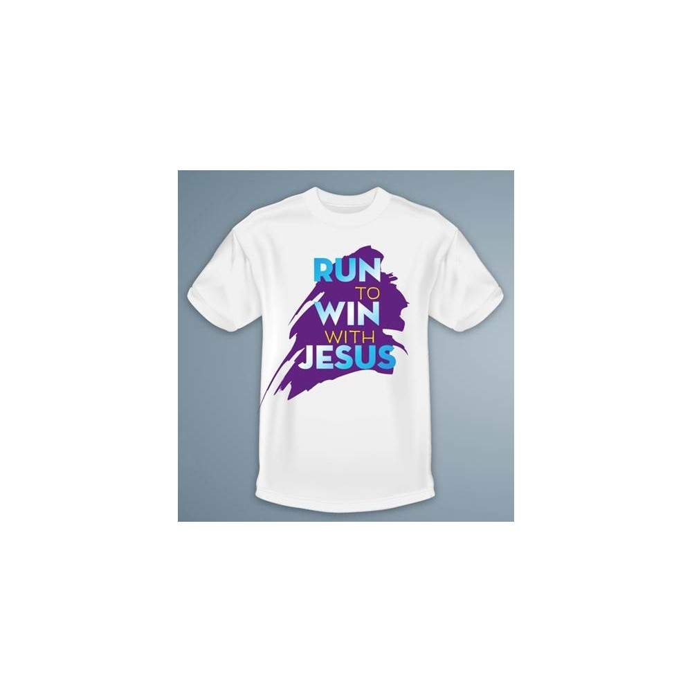 T-shirt taille S, "Run to win with Jesus",