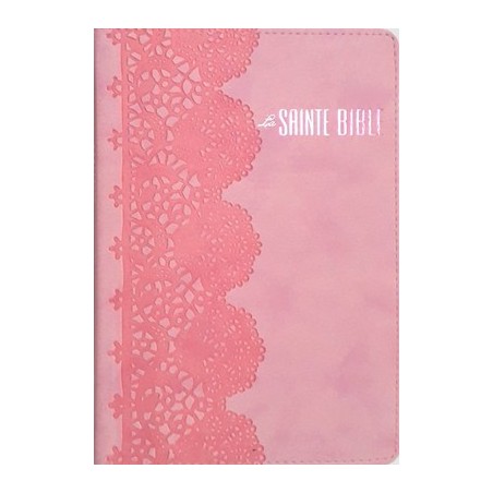 Bible Souple motif dentelle rose