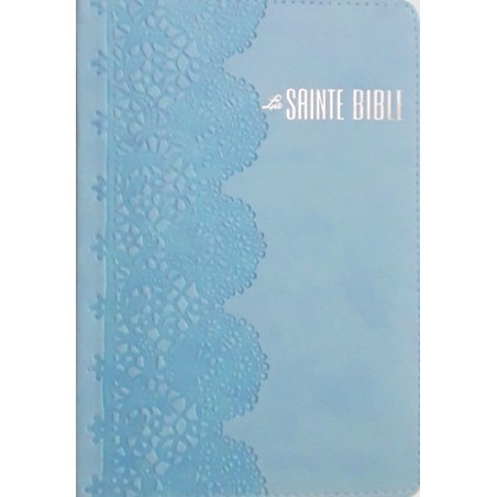 Bible Souple Bleue motif dentelle bleu