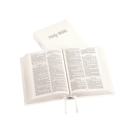 Bible en Anglais, petit modèle rigide blanche, tranche argent, version King James